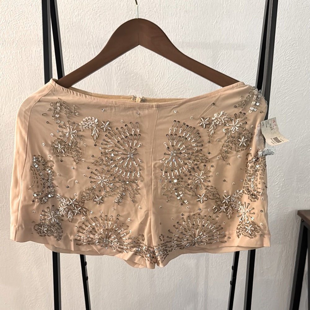 Embellished Beige Shorts